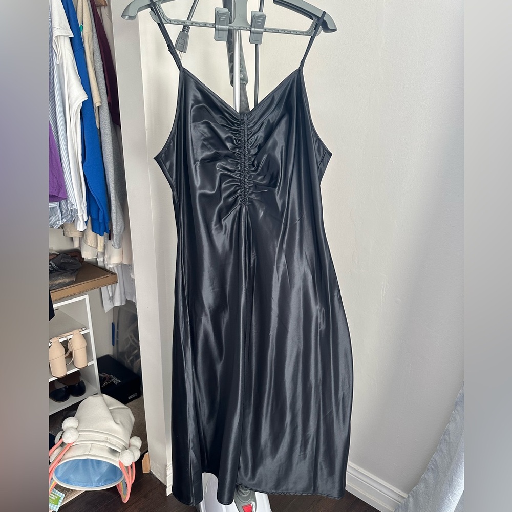 A New Day Black Leather Midi Dress